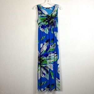 ELEMENTZ MAXI DRESS SIZE SMALL BLUE WITH FLORAL PATTERN